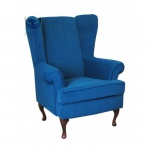 Niebieski fotel do czytania z wysokim oparciem Cottage