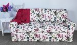 Sofa w kwiaty i ptaki z funkcją spania Marie 186 cm
