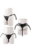 Proteza-STRAPON BLACK PU HARNESS WITH TWO RINGS