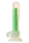 Dream Toys RADIANT SOFT SILICONE GLOW IN THE DARK DILDO SMALL GREEN - świecące w ciemności dildo (zielone)