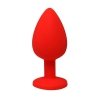 Red medium butt plug with white crystal