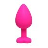 Pink medium heart-shaped butt plug with white crystal