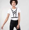 Bijoux Indiscrets MAZE Net Cleavage Harness - skóropodobna uprząż BDSM na klatkę piersiową (czarny