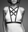 Bijoux Indiscrets MAZE Net Cleavage Harness - skóropodobna uprząż BDSM na klatkę piersiową (czarny