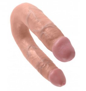 King podwójne dildo - Cock U-Shaped Medium Double Trouble sztuczny penis (cielisty)