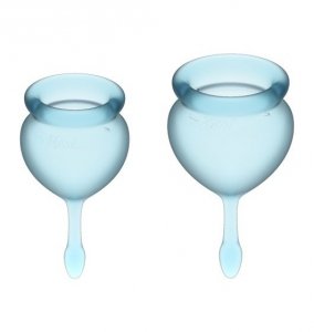 Satisfyer Feel Good Menstrual Cup Set Light Blue - zestaw kubeczków menstruacyjnych 2 szt. (niebieski)