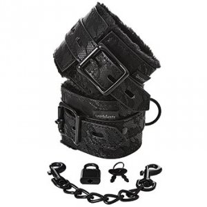 Sportsheets - Sincerely Lace Fur Lined Handcuffs - kajdanki (czarny)