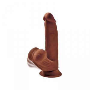 King Cock Dildo Plus 8 Triple Density Cock With Swinging Balls Brown  - dildo (brązowy)