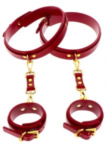 Taboom Wrist To Thigh Cuff Set Red - kajdanki na uda i nadgarstki (czerwony)
