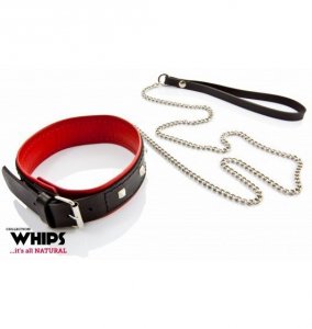 Whips Obroża damska 4 cm ze smyczą (złoty/czerwony/czarny)