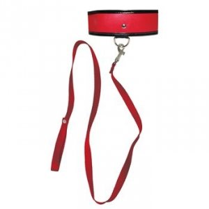 Sportsheets - Sex & Mischief Red Leash & Collar - obroża ze smyczą (czerwony)
