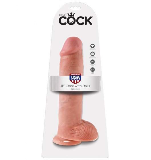 King Cock duże dildo - 11'' Cock with Balls sztuczny penis (cielisty)