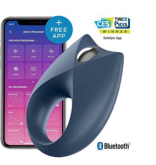 Satisfyer Royal One Ring incl. Bluetooth and App - pierścień wibrujący (granatowy)