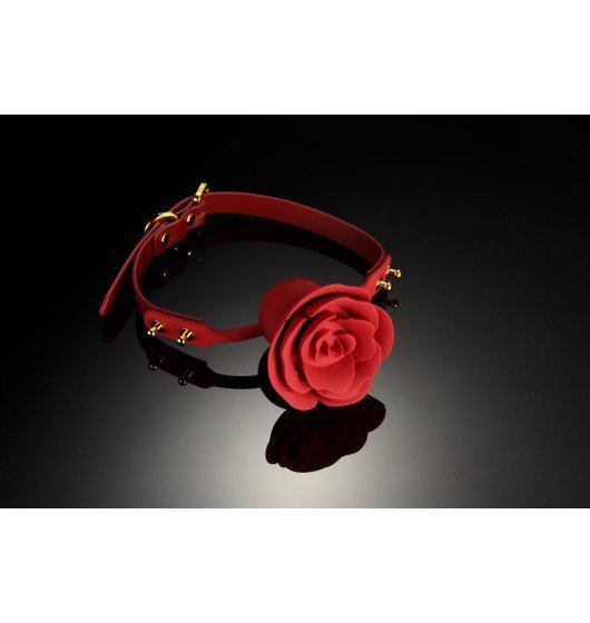 Zalo &amp; Upko Rose Ball Gag Red Straps - knebel do BDSM (czerwony)