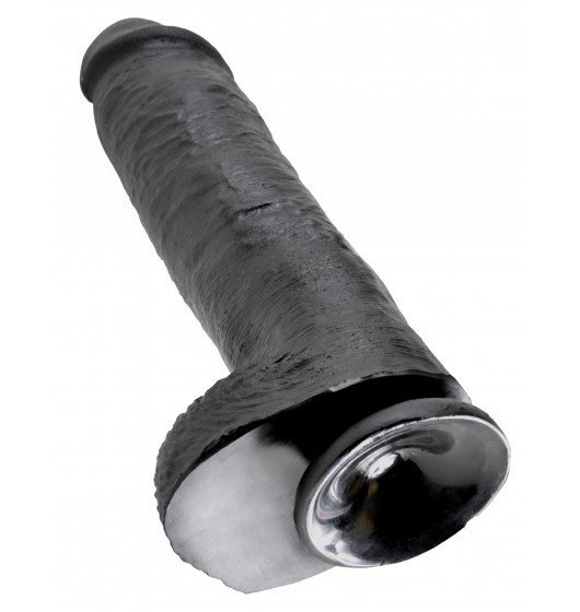 King Cock duże czarne dildo - 11'' Cock with Balls sztuczny penis (czarny)