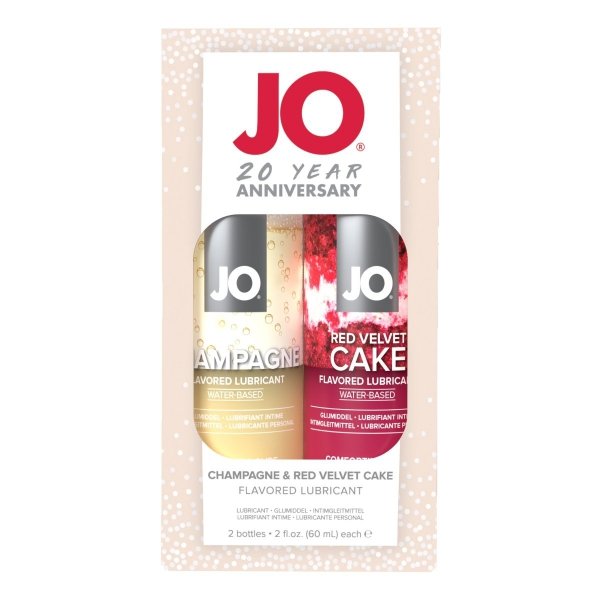 System JO 20 Year Anniversary Gift Set Champagne 60 ml &amp; Red Velvet Cake - zestaw lubrykantów smakowych