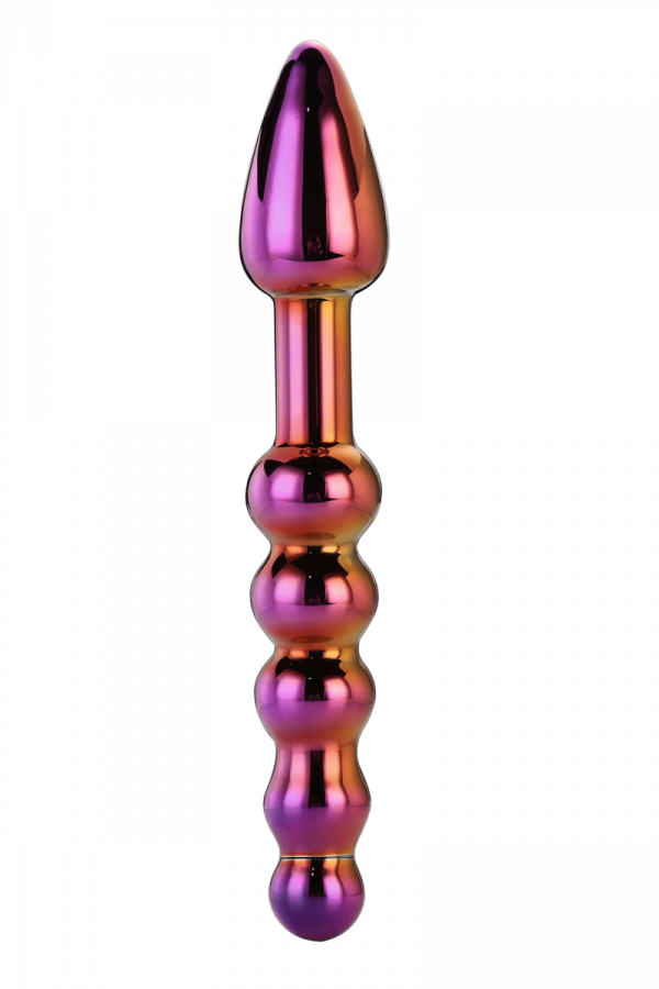 Dream Toys Glamour Glass Ridged Anal Dildo - szklany korek analny (tęczowe)