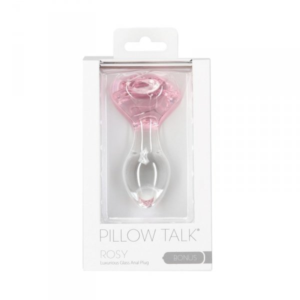 Pillow Talk - Rosy Luxurious Glass Anal Plug with Bonus Bullet (różowy)