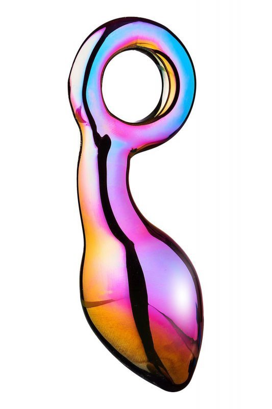 Dream Toys GLAMOUR GLASS CHUNKY RING PLUG - korek analny (tęczowy)