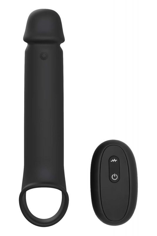 Dream Toys RAMROD VIBRATING EXTENDER WTH REMOTE - nakładka na penisa z wibracjami (czarny)