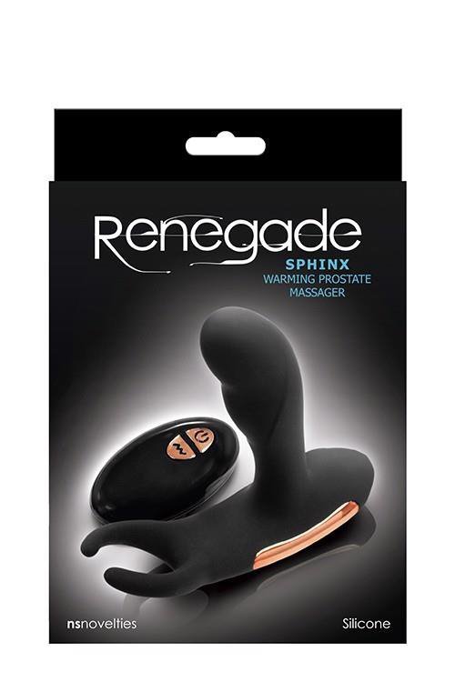 NS Novelties RENEGADE SPHINX PROSTATE MASSAGER BLACK - podgrzewany masażer prostaty z wibrującym pierścieniem na penisa (czarny)