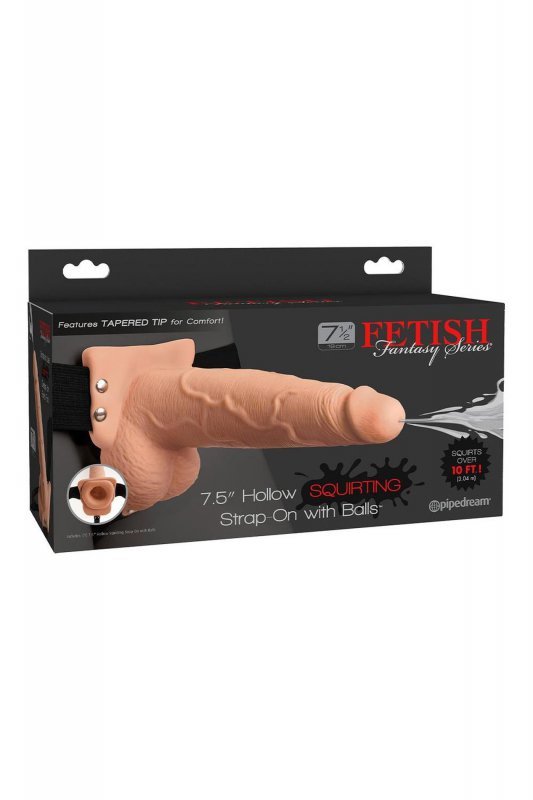 FETISH FANTASY SERIES 7 INCH SQUIRTING HOLLOW STRAP-ON LIGHT