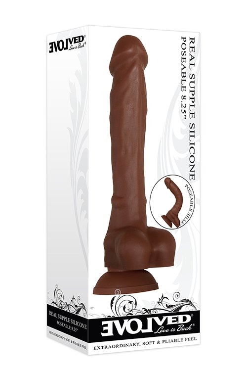 EVOLVED REAL SUPPLE POSEABLE 8.25INCH - dildo (brązowy)
