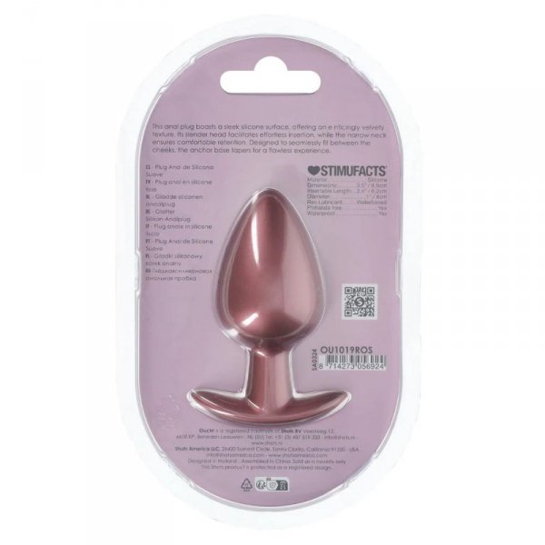 Smooth Silicone Anal Plug - Large - 3.5&quot; / 8,9 cm - Rose Gold
