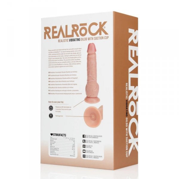 Vibrating Regular Straight Cock with Balls - 7&quot; / 18 cm - Flesh