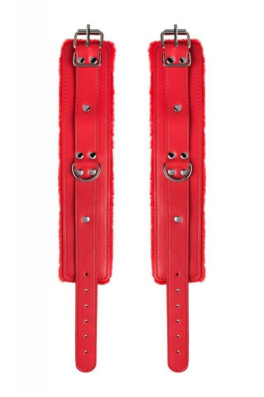 Anonymo handcuffs, PU leather, red, 27 cm