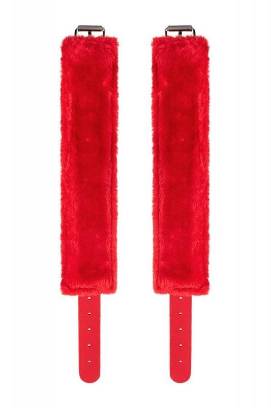 Anonymo handcuffs, PU leather, red, 27 cm