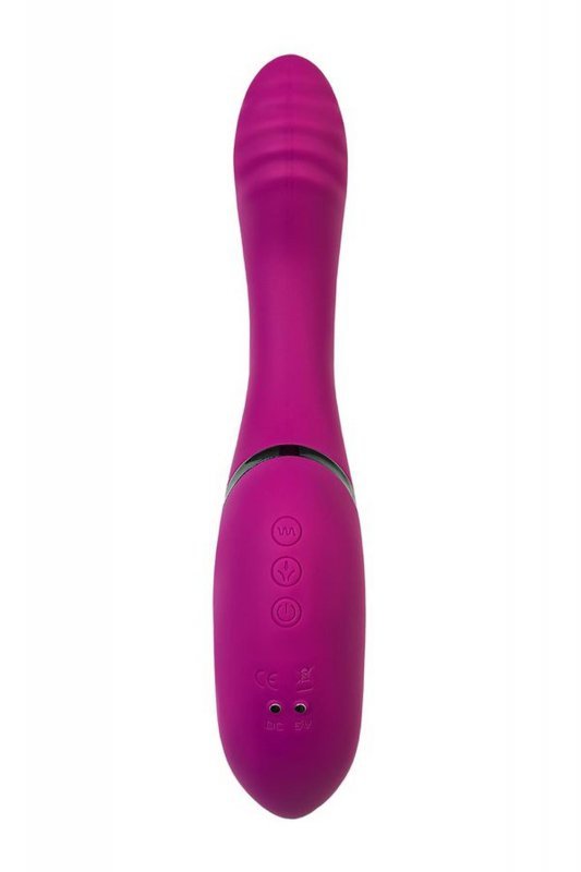 JOS Vibrator with clitoral stimulator JOS Spin, silicone, purple, 23 cm