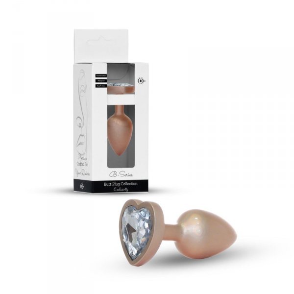 Plug-Jewellery Pearl Gold Heart PLUG- Clear M