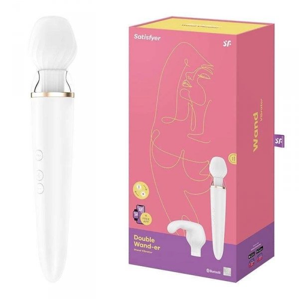 Satisfyer Double Wand-er - masażer z wymienną nasadką (biały)