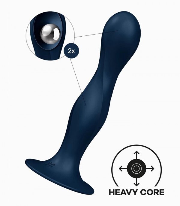 Double Ball-R (dark blue) - wibrujące dildo (granatowy)