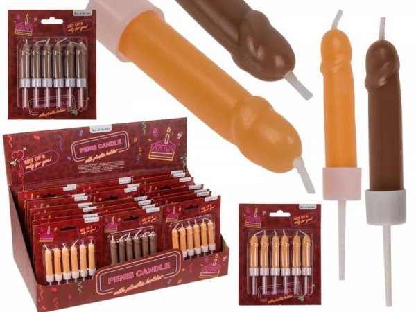Zestaw Świeczek Penisy z Plastikową Podstawką