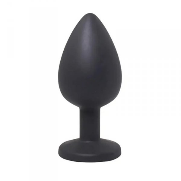Black medium butt plug with white crystal