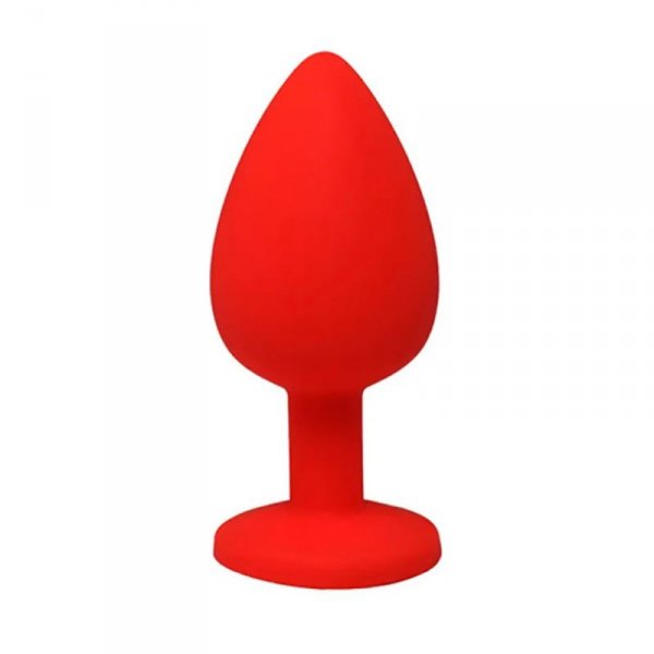 Red medium butt plug with white crystal