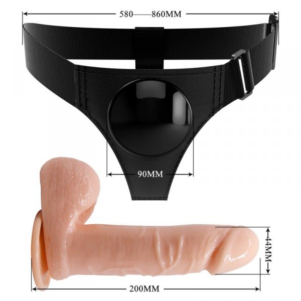 PRETTY LOVE - HARNESS BRIEFS- Tom, Universal Strap-On, 7.4&#039;&#039; Dildo