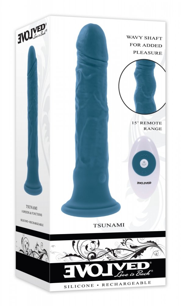 Evolved Tsunami - dildo z wibracjami (niebieski)
