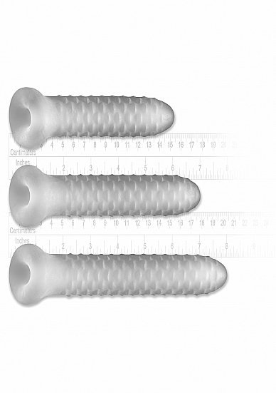 Perfect Fit Fat Boy Checker Box Sheath Clear 6,5&quot; - nakładka na penisa (szary)