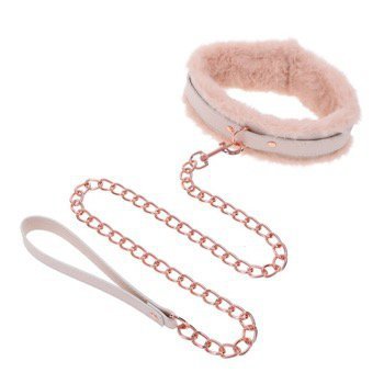 Sportsheets S&amp;M Peaches ‘n CreaMe Fur Collar &amp; Leash Cream- obroża (kremowy)