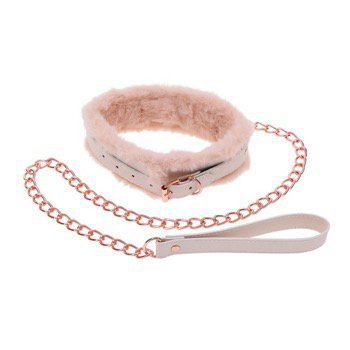 Sportsheets S&amp;M Peaches ‘n CreaMe Fur Collar &amp; Leash Cream- obroża (kremowy)