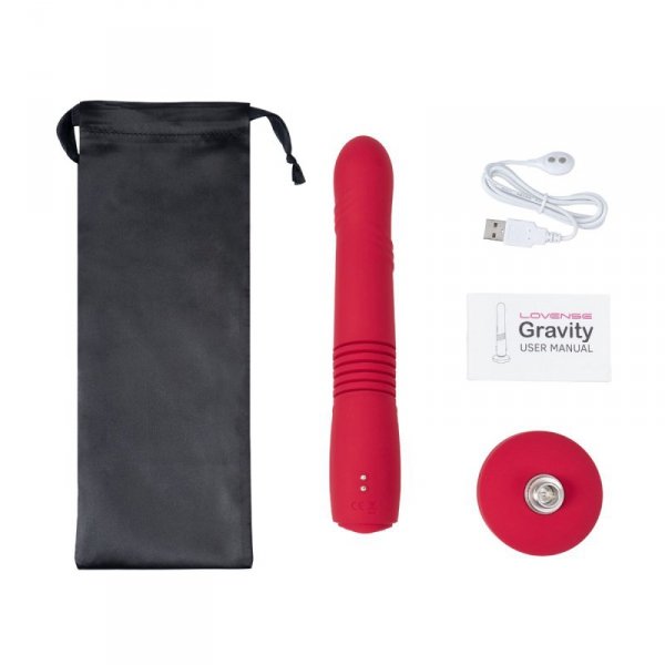 Lovense Gravity - pulsujące i wibrujące dildo z aplikacją (czerwony)