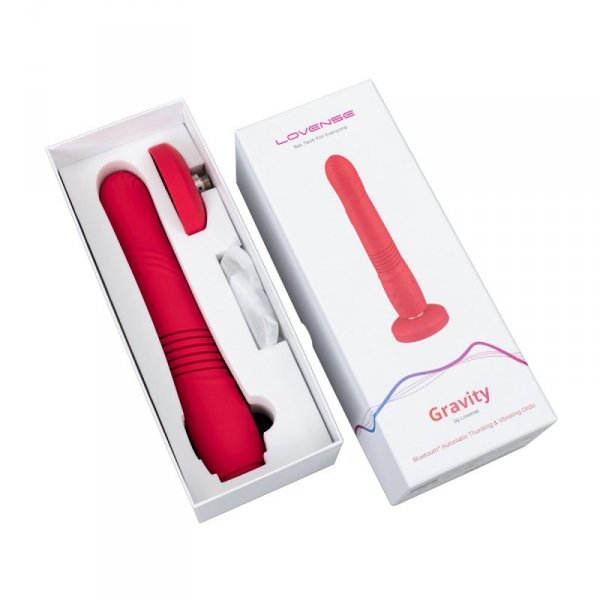 Lovense Gravity - pulsujące i wibrujące dildo z aplikacją (czerwony)