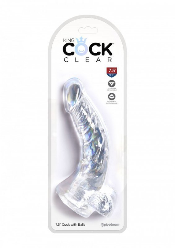 King Cock duże dildo - 7,5'' Cock with Balls sztuczny penis (przezroczysty) 