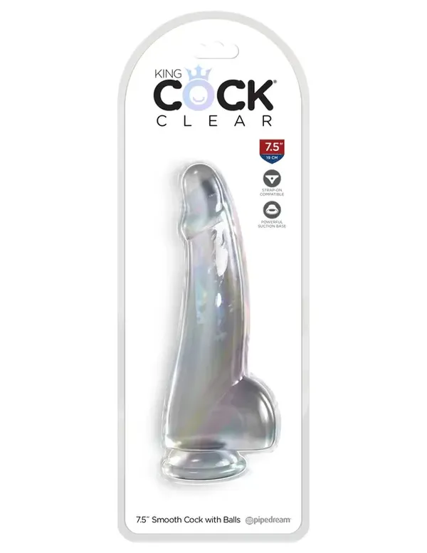King Cock Transparentne Dildo Clear 7,5&quot; with Balls - dildo (przezroczysty)