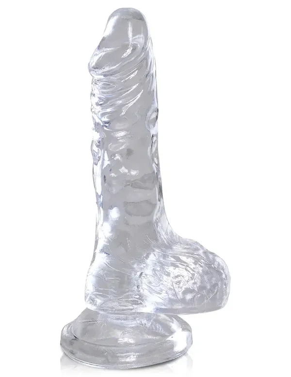 King Cock Transparentne Dildo Clear 4&quot; Cock with Balls Clear - dildo (przezroczysty)