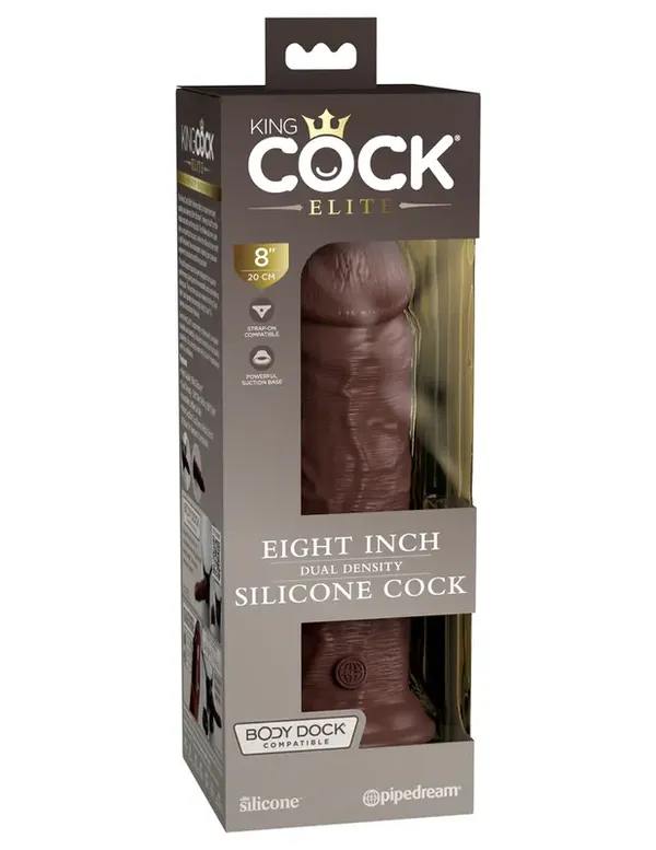 King Cock Dildo Elite 8&quot; Dual Density Silicone Cock Brown - dildo (brązowy)