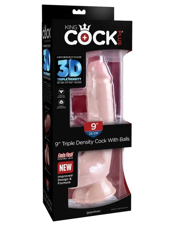 King Cock Dildo Plus 9&quot; Triple Density Cock with Balls Light - dildo (cielisty)